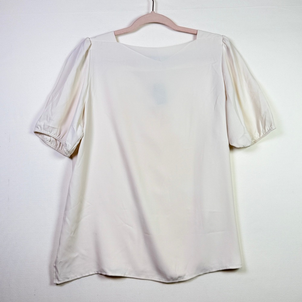 LOFT Ivory Square Neck Puff‎ Sleeve Blouse LP - Picture 2 of 6